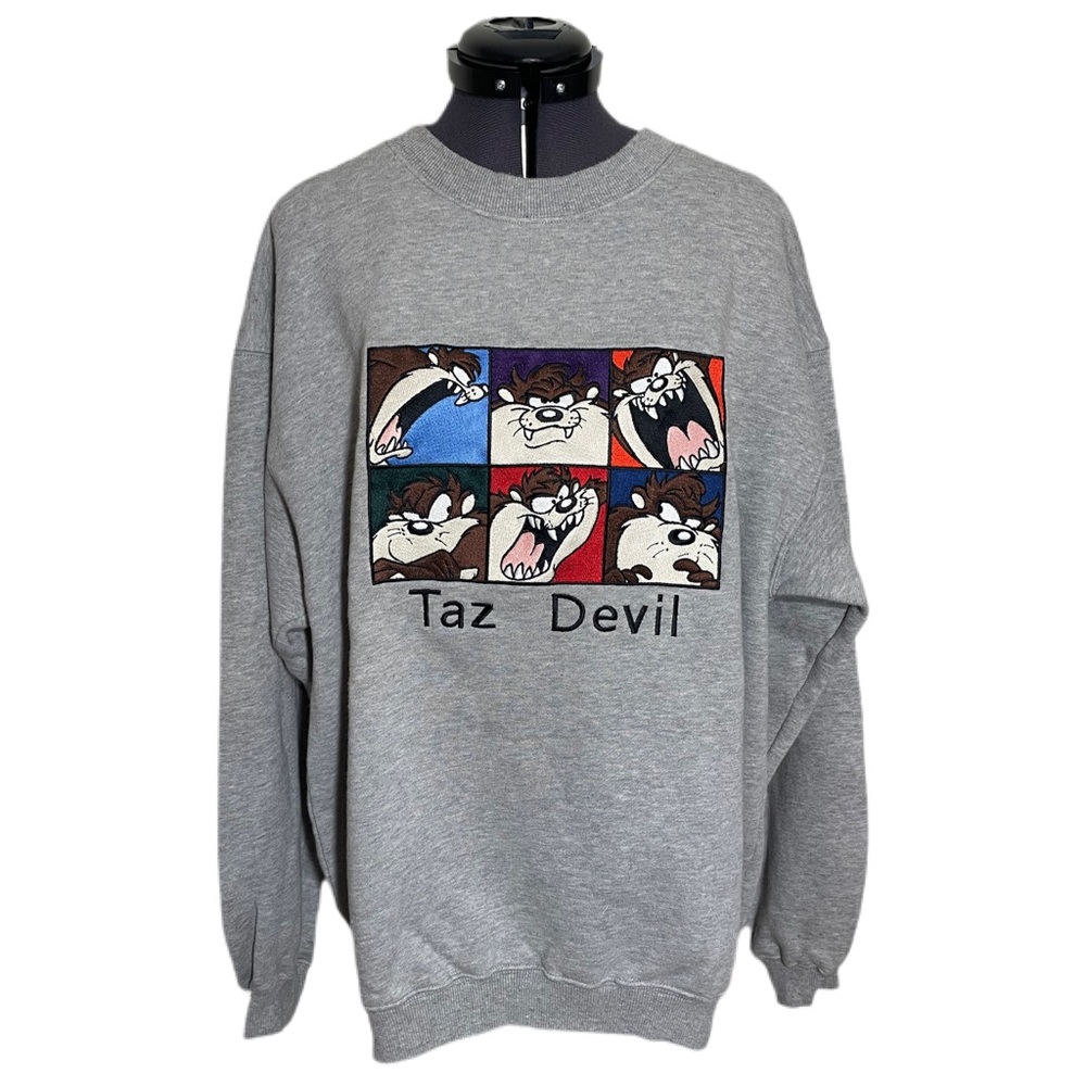 Vintage Taz Embroidered Looney Tunes Tasmanian Devil Crew Neck Sweatshirt